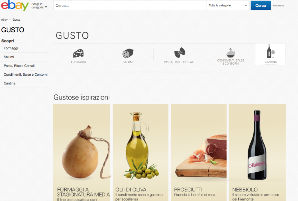 É nato eBay Gusto per acquisti gastronomici online