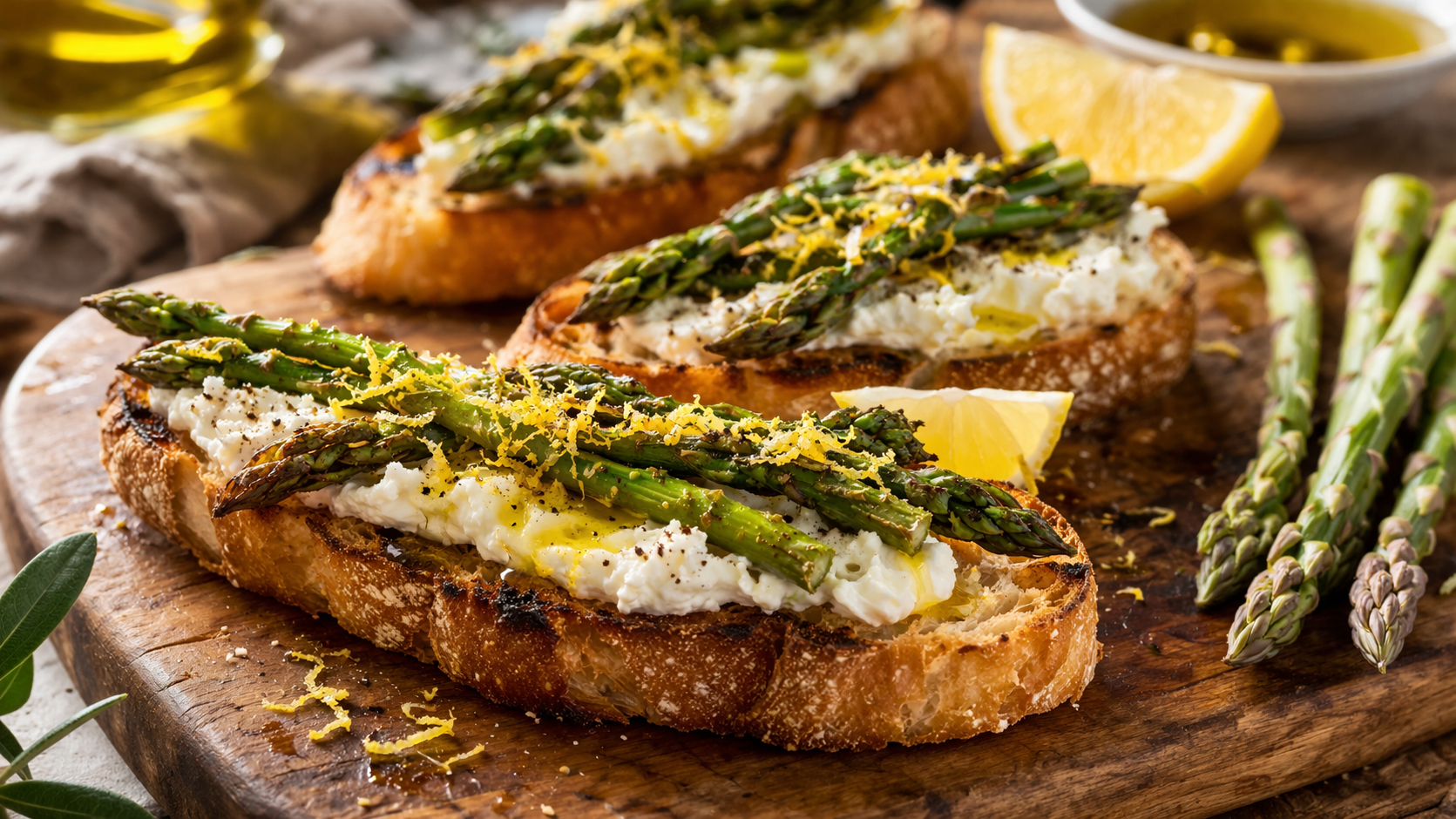 Bruschetta con asparagi al forno