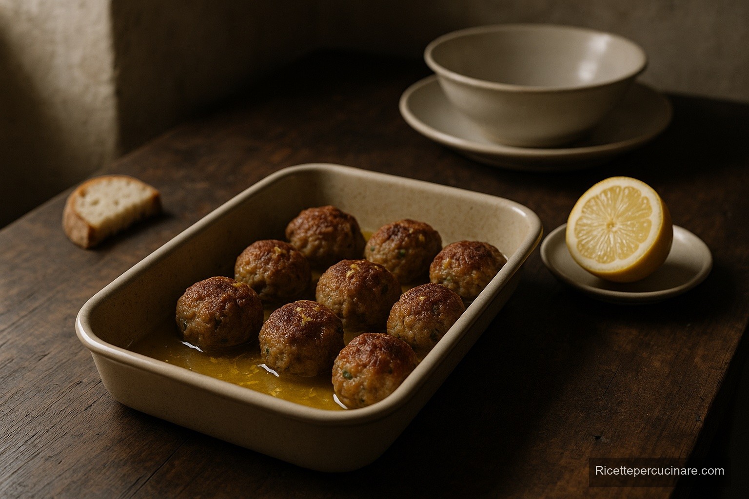 Polpette al limone in teglia, immagine di esempio generata con IA