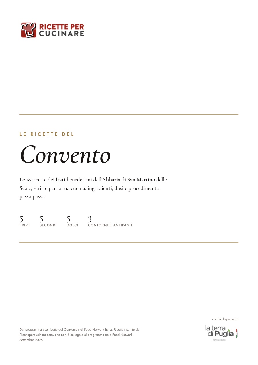 Copertina del PDF Le ricette del Convento di Ricettepercucinare.com